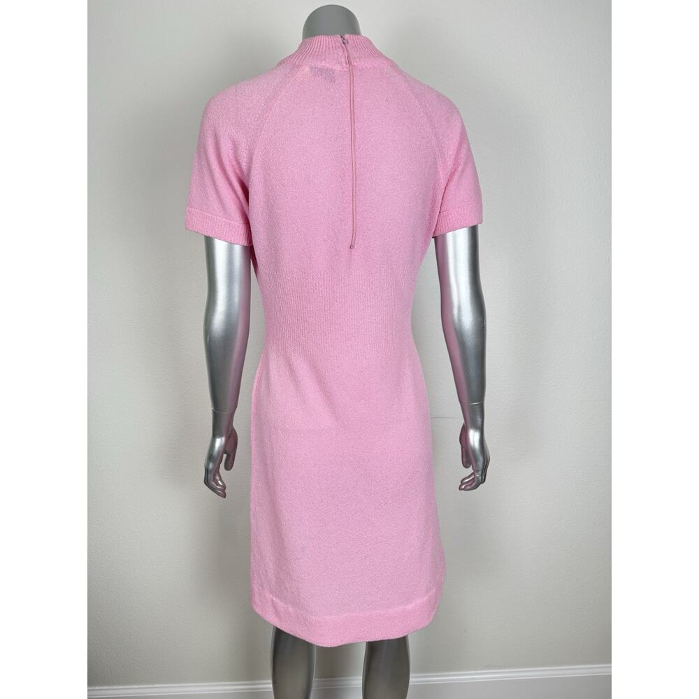Vintage Talbott Tavler Dress Pink Stretch Knit Mock Neck Retro 70s 10 - Picture 3 of 11